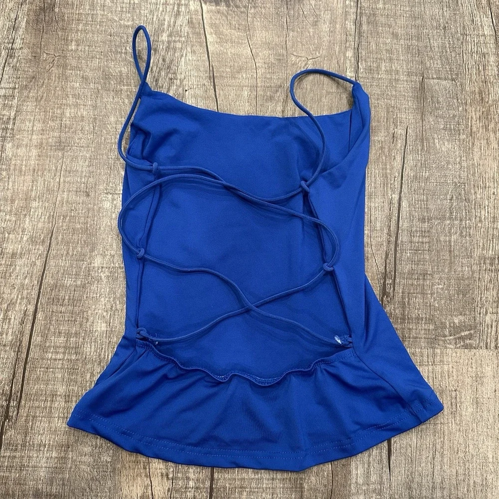 SHEIN Blue Strappy Back Cami‎ Tank Top Size Xs Spaghetti Strap Y2K Club Party - Picture 7 of 7